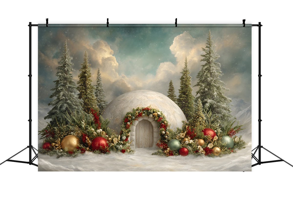 Christmas Photo Backdrops Forest Snow House Floral Backdrop UK By Magali