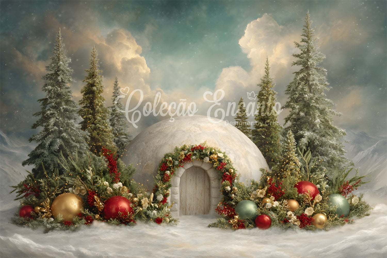 Christmas Photo Backdrops Forest Snow House Floral Backdrop UK By Magali