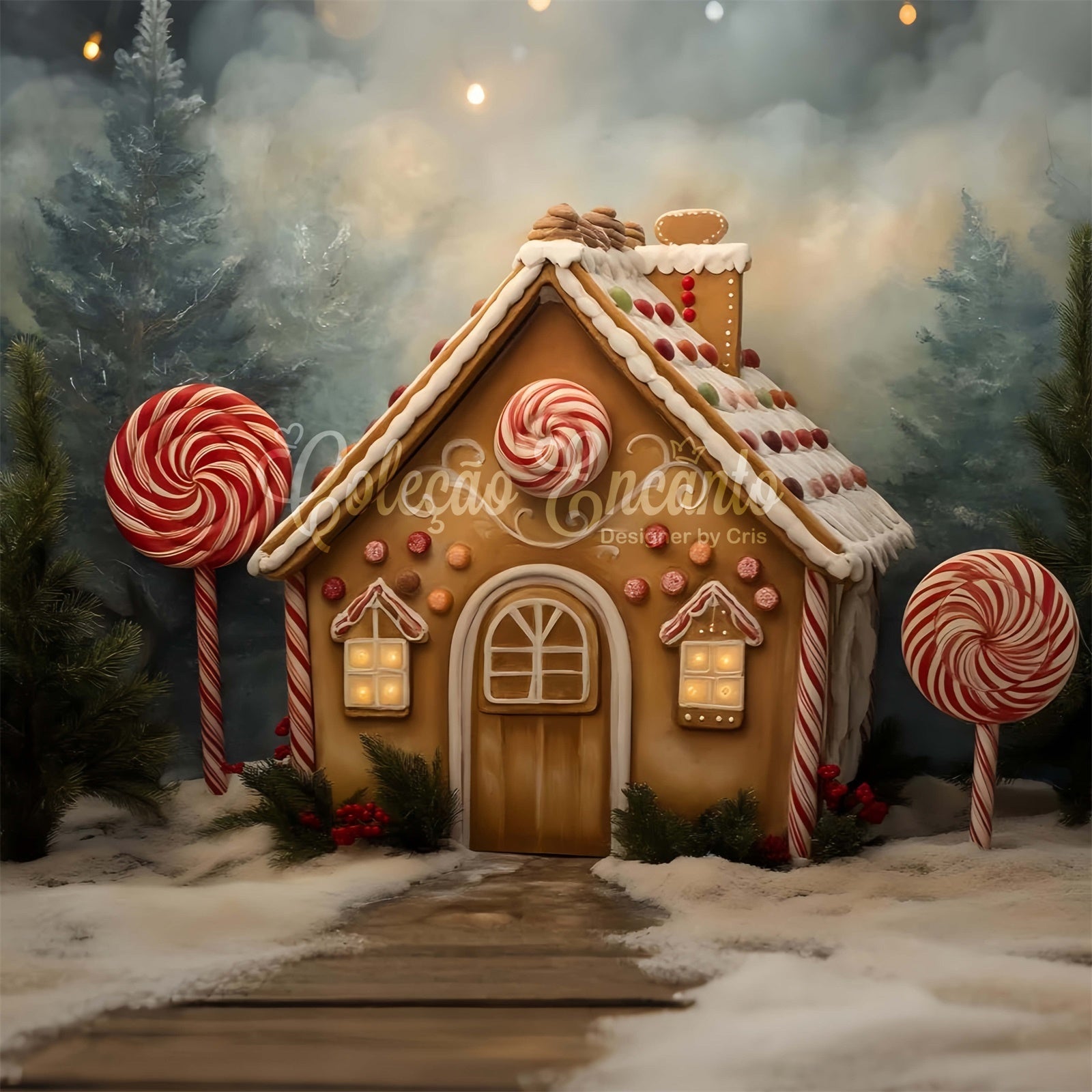 Professional Christmas Backdrops Sweet Ginger Cottage Backdrop UK By Magali