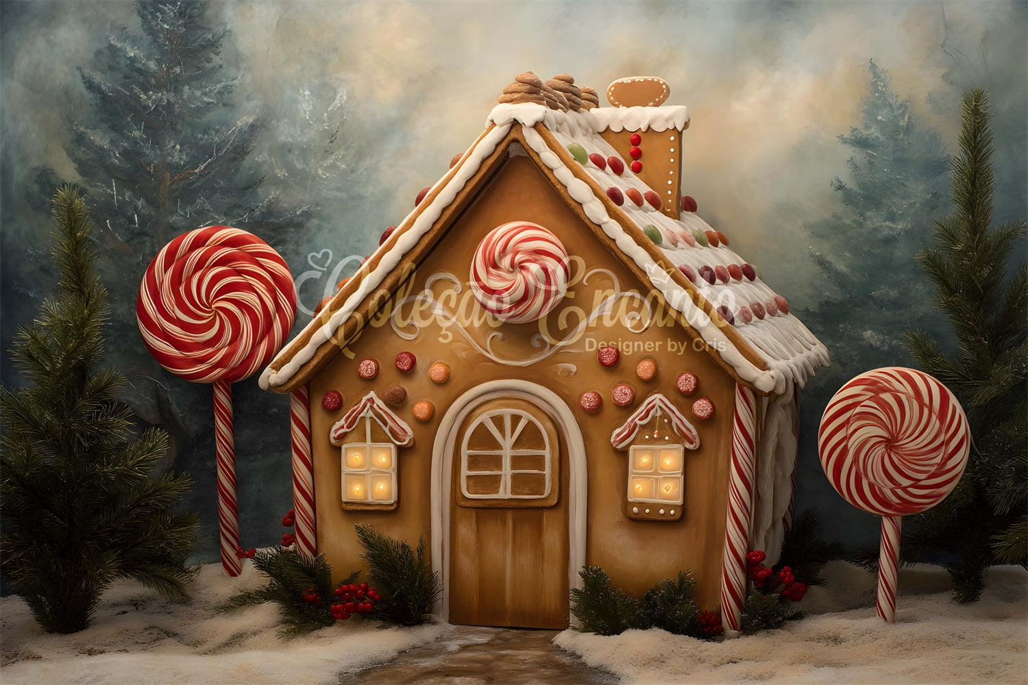 Professional Christmas Backdrops Sweet Ginger Cottage Backdrop UK By Magali