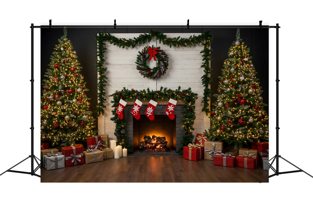 Christmas Fireplace Backdrop Holiday Living Room Fireplace Backdrop UK By Magali