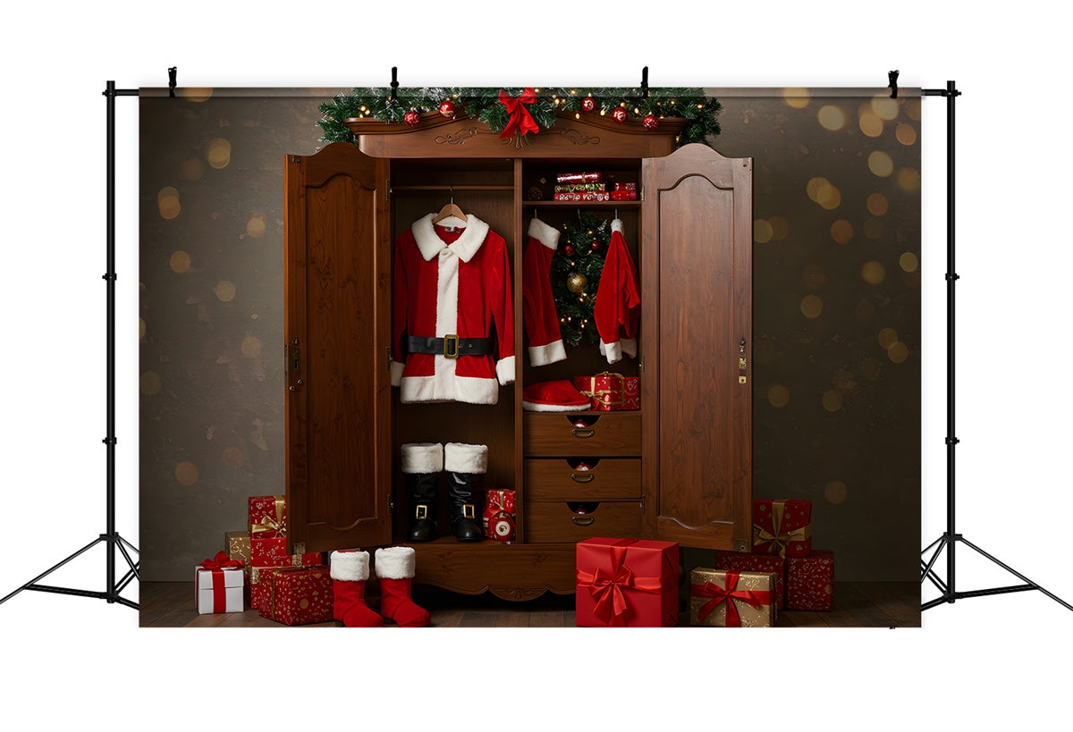 Christmas Photo Backdrop Santa Costume Closet Gift Backdrop UK By Magali