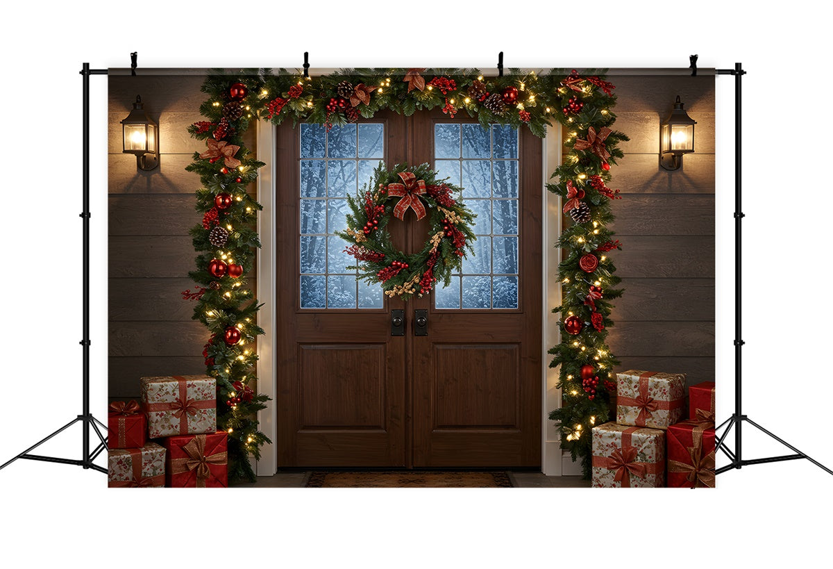 Christmas Backdrop Rustic Wreath Entry Backdrop UK By Magali