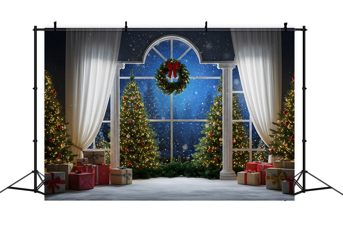 Christmas Tree Backdrop Window Drapes Decor Backdrop UK By Magali