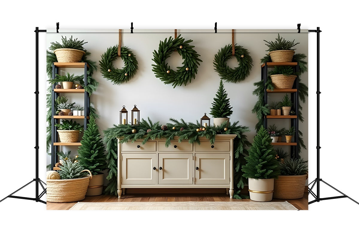 Professional Christmas Backdrops Pine Wreath Decor Backdrop UK By Magali