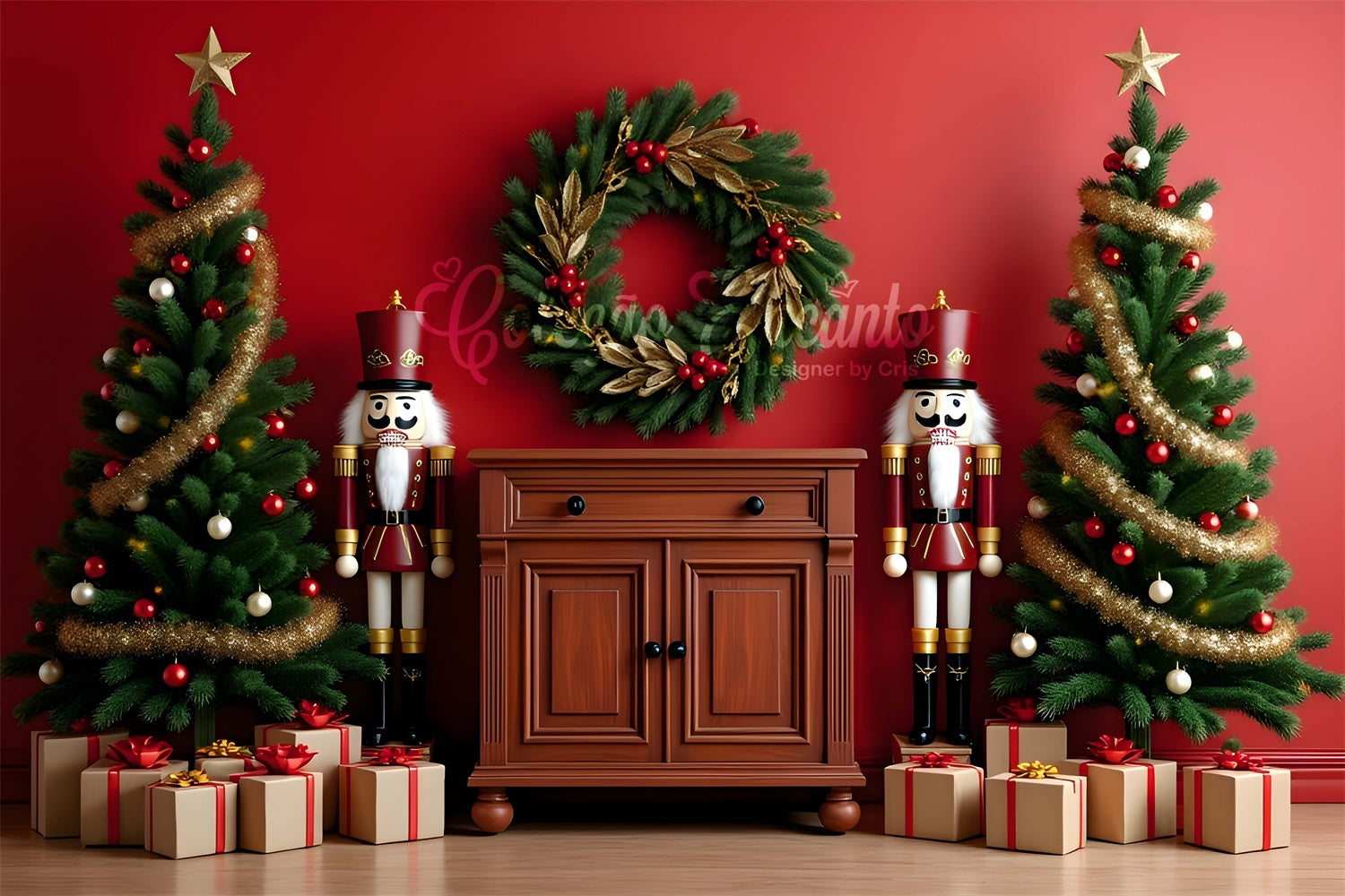 Xmas Backdrops Twin Tree Nutcracker Celebration Backdrop UK By Magali