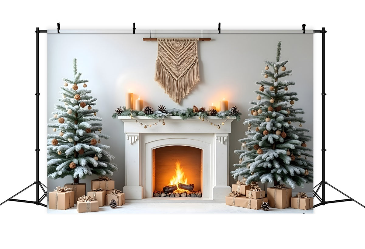 Christmas Fireplace Backdrop Rustic Pine Cone Fireplace Backdrop UK By Magali