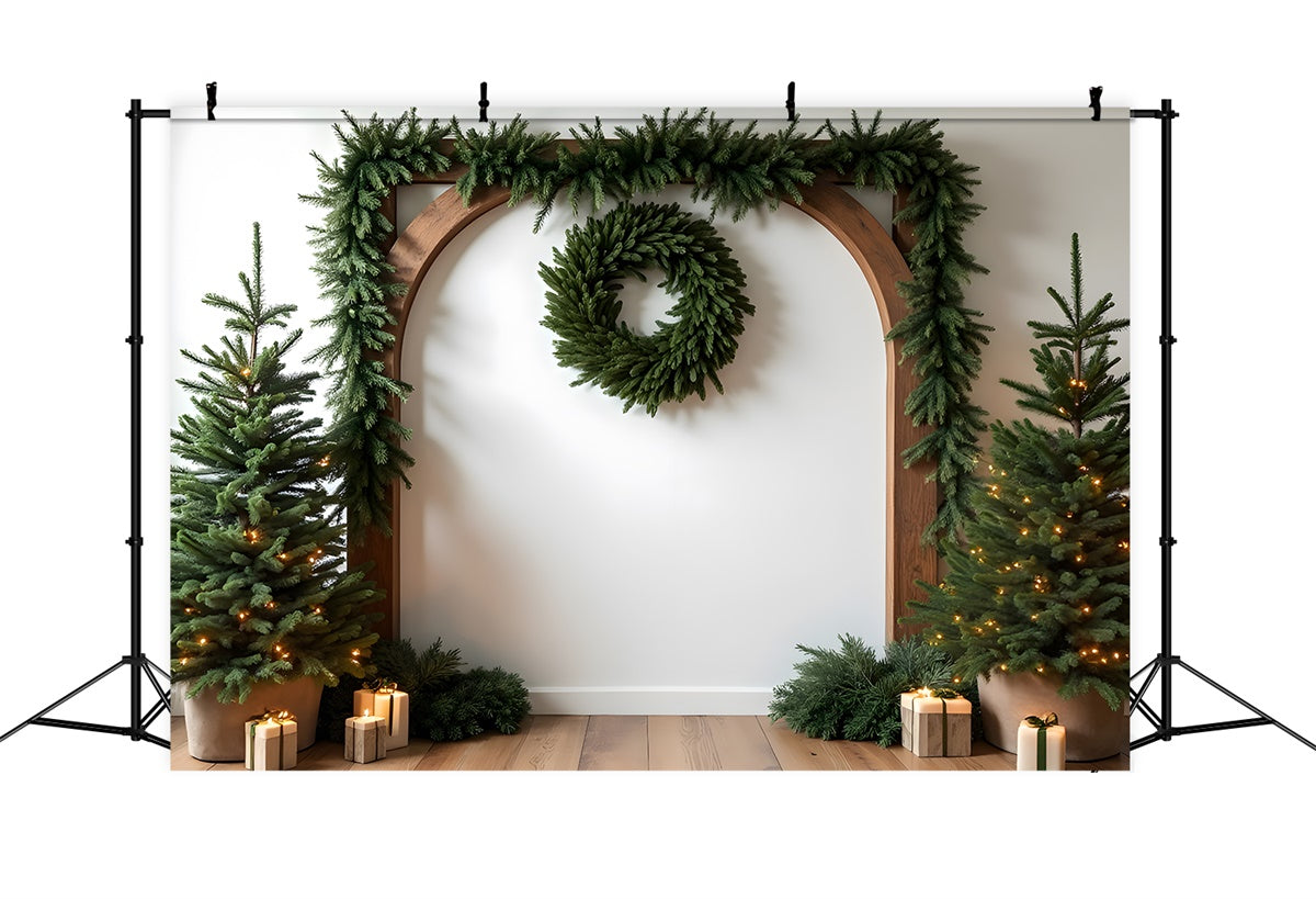 Christmas Backdrop Ideas Evergreen Arch Garland Backdrop UK By Magali
