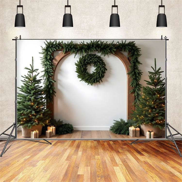 Christmas Backdrop Ideas Evergreen Arch Garland Backdrop UK By Magali