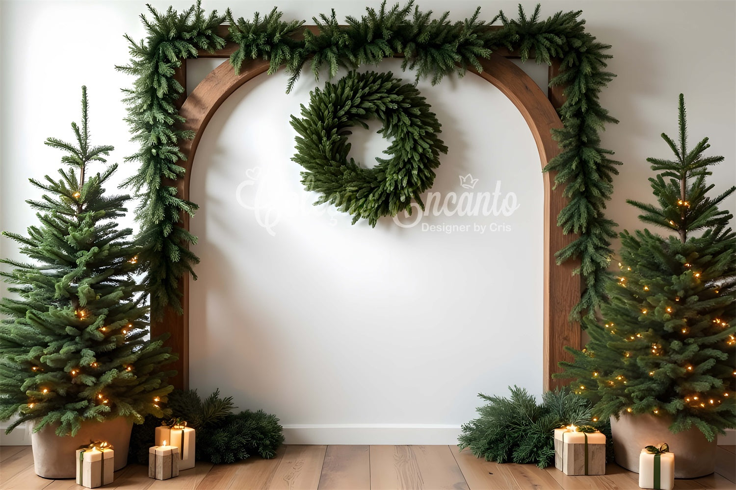 Christmas Backdrop Ideas Evergreen Arch Garland Backdrop UK By Magali