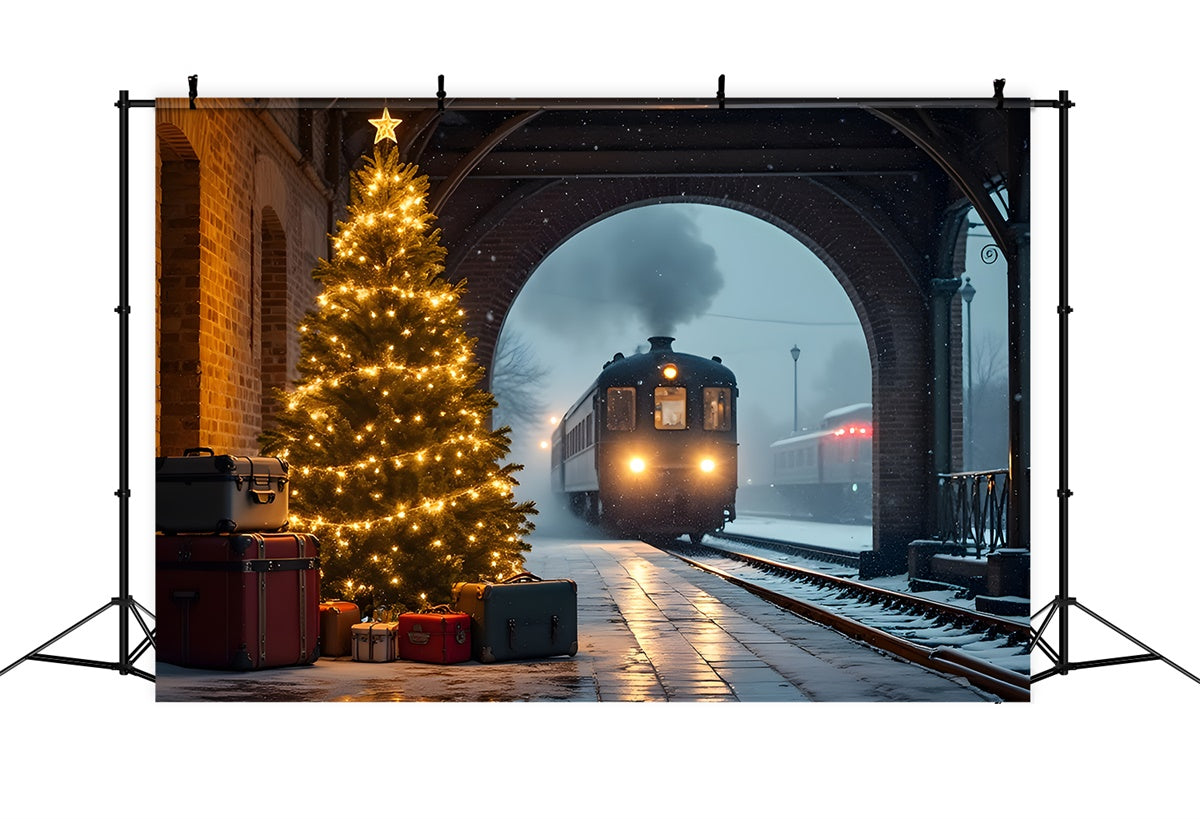 Christmas Backdrops Sale Snow Train Ride Backdrop UK By Magali