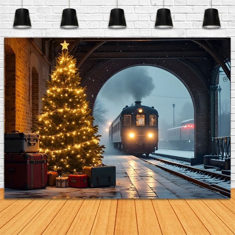 Christmas Backdrops Sale Snow Train Ride Backdrop UK By Magali
