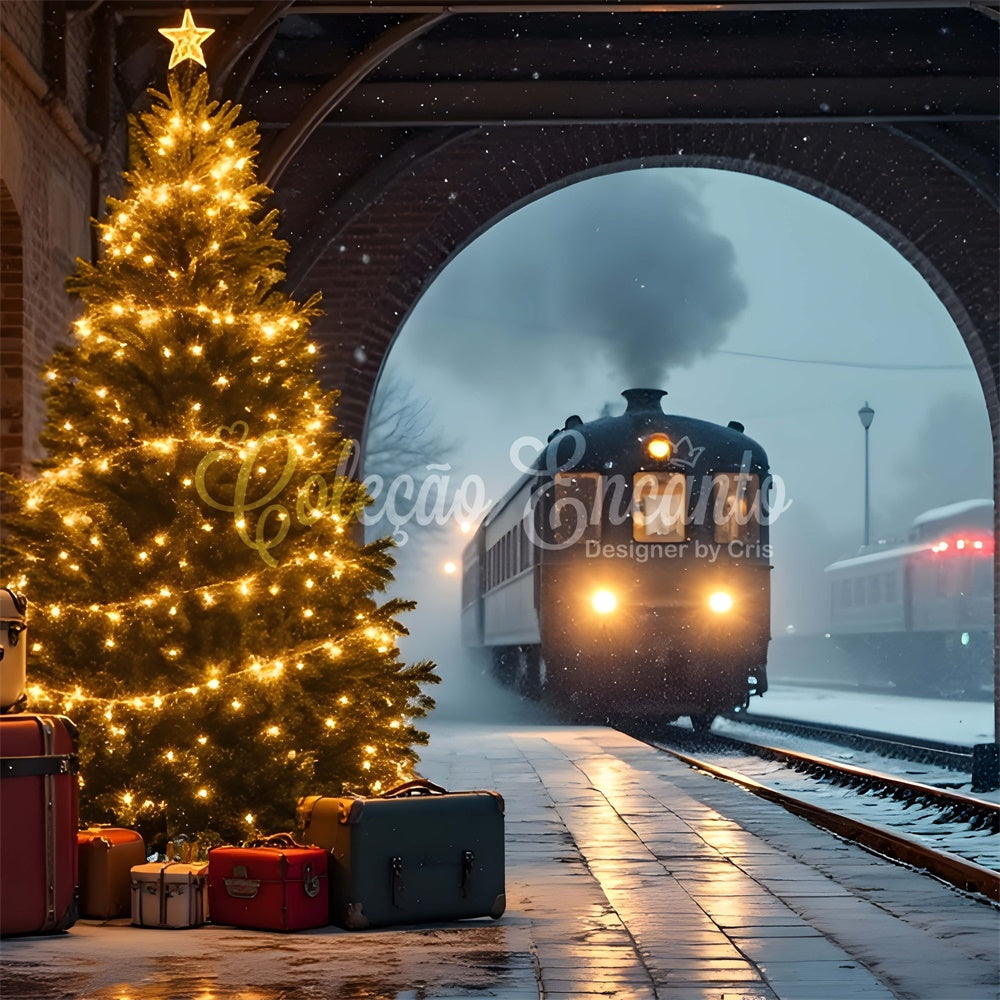 Christmas Backdrops Sale Snow Train Ride Backdrop UK By Magali