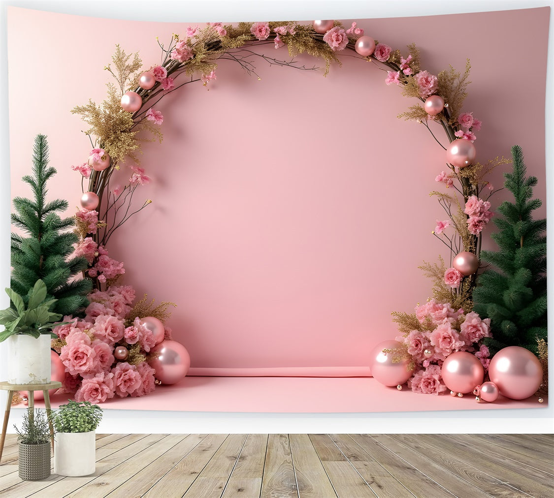 Professional Christmas Backdrops Pink Floral Arch Backdrop UK By Magali