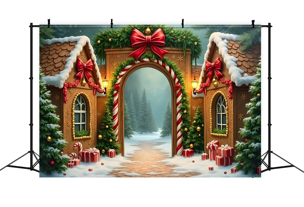 Christmas Village Backdrop Gingerbread Town Bow Backdrop UK By Magali