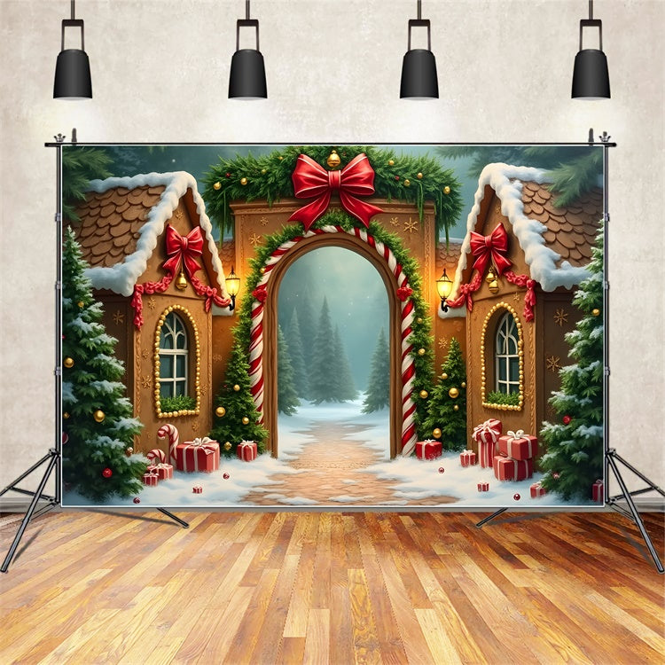 Christmas Village Backdrop Gingerbread Town Bow Backdrop UK By Magali