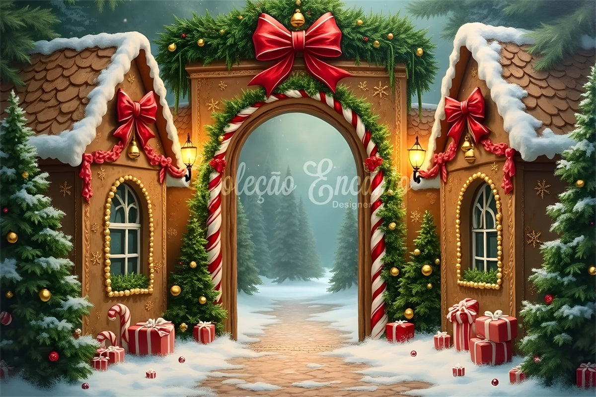 Christmas Village Backdrop Gingerbread Town Bow Backdrop UK By Magali