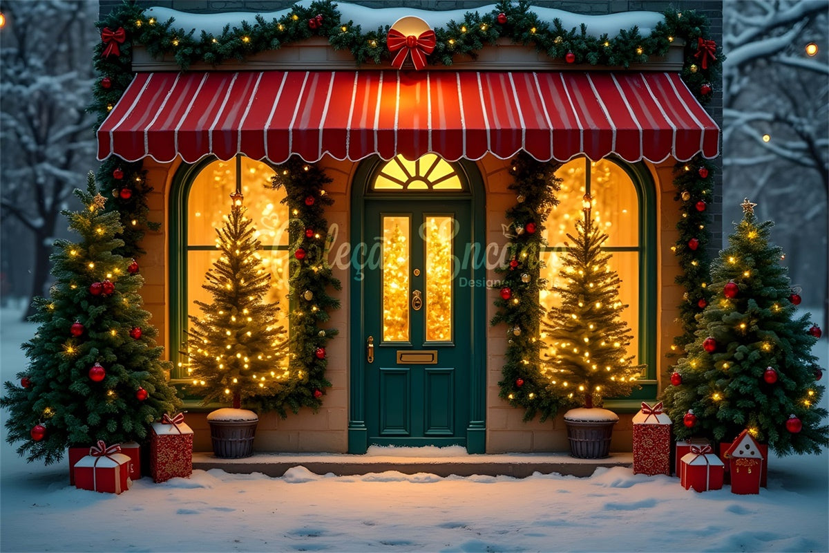 Xmas Backdrop Glowing Tree Window Shop Backdrop UK By Magali