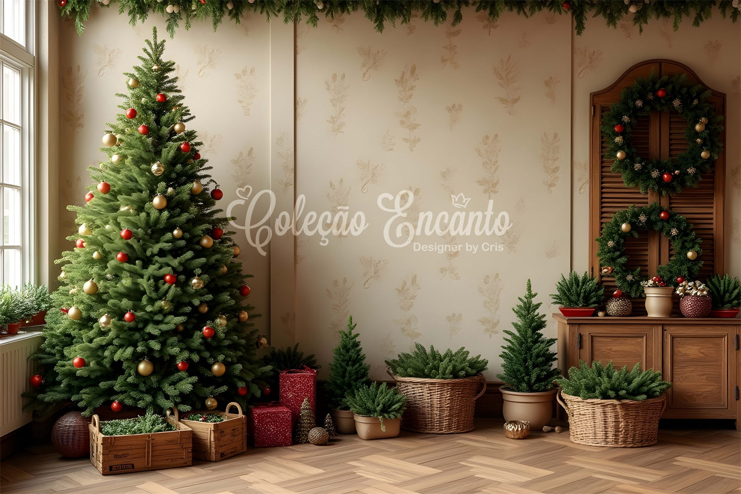 Christmas Tree Backdrop Indoor Gifts Decor Backdrop UK By Magali