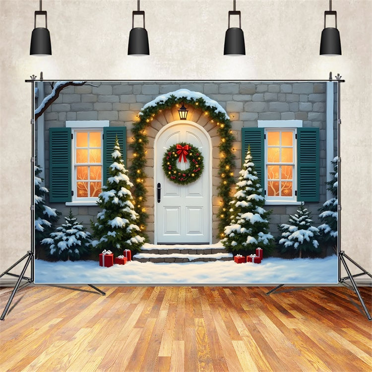 Christmas Backdrops Door Pine Garland Backdrop UK By Magali