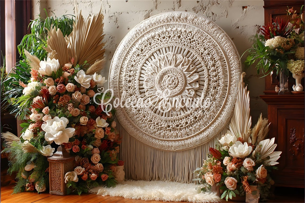 Happy Mothers Day Backdrop Rustic Boho Macrame Floral Mothers Day Flower Backdrop UK By Magali
