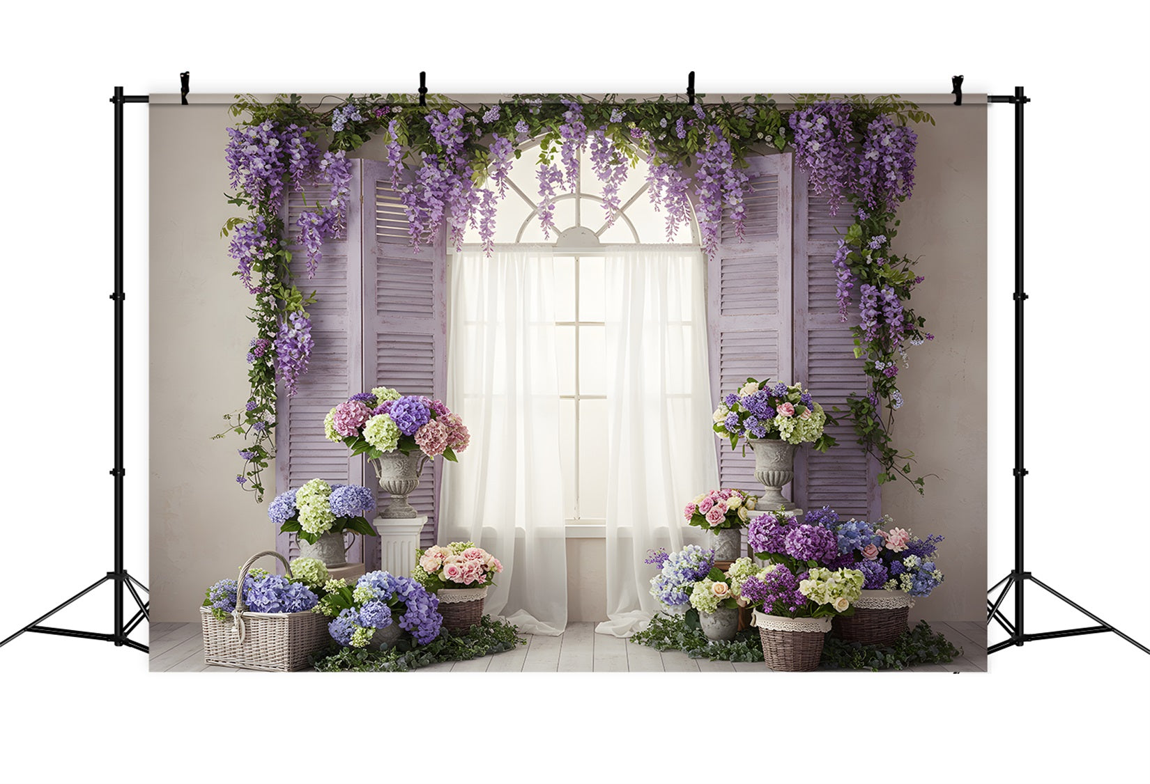 Mother's Day Picture Backdrop Purple Wisteria Window Mother's Day Backdrop Ideas UK By Magali