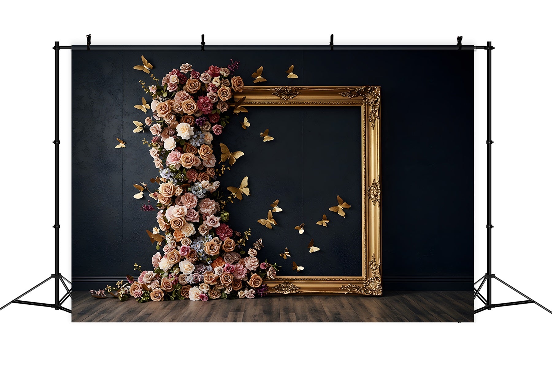 Photo Backdrops For Mothers Day Gold Frame Floral Butterfly Mother's Day Photo Backdrop UK By Magali