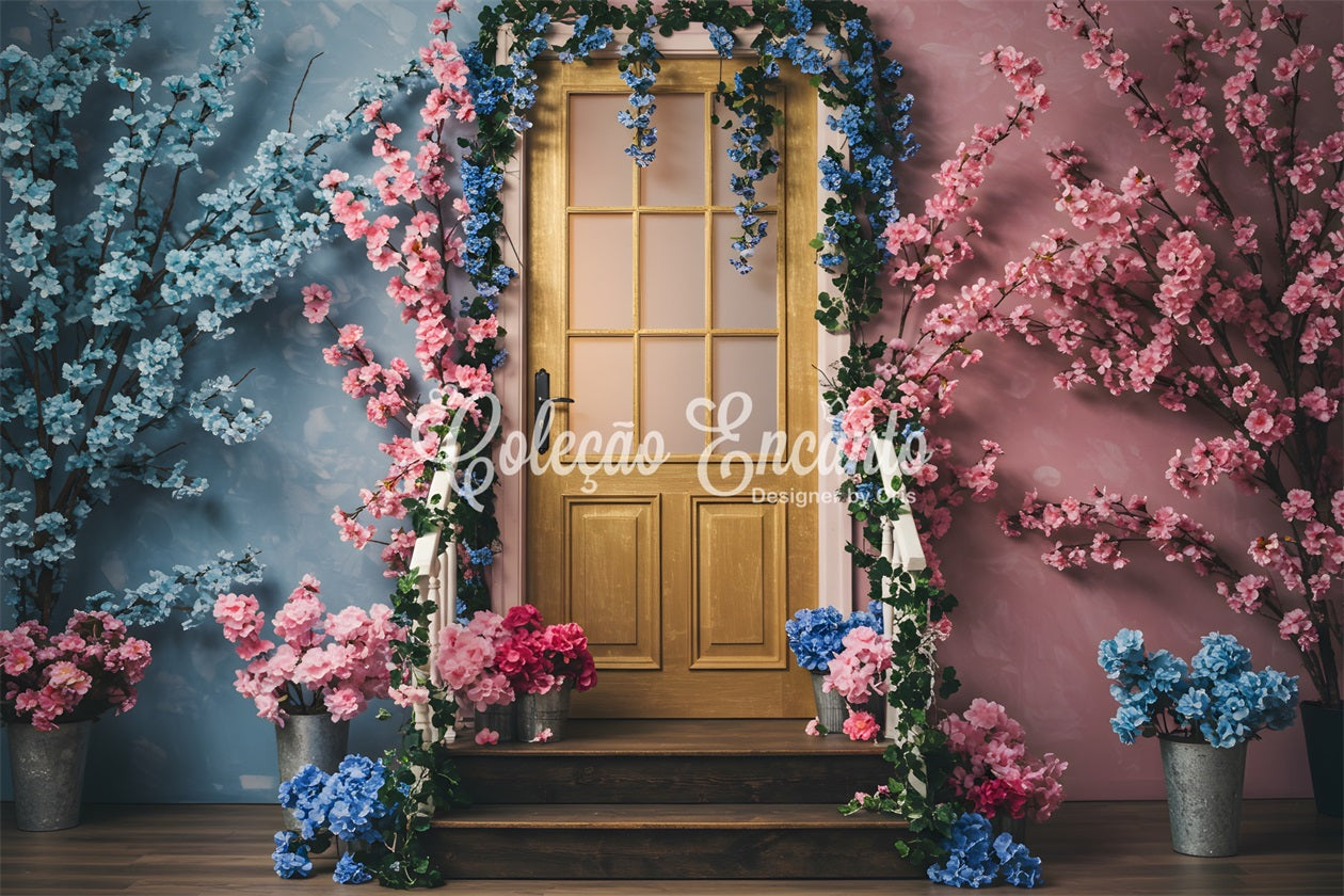 Backdrops For Mothers Day Two Tone Floral Door Mother's Day Photography Backdrops UK By Magali