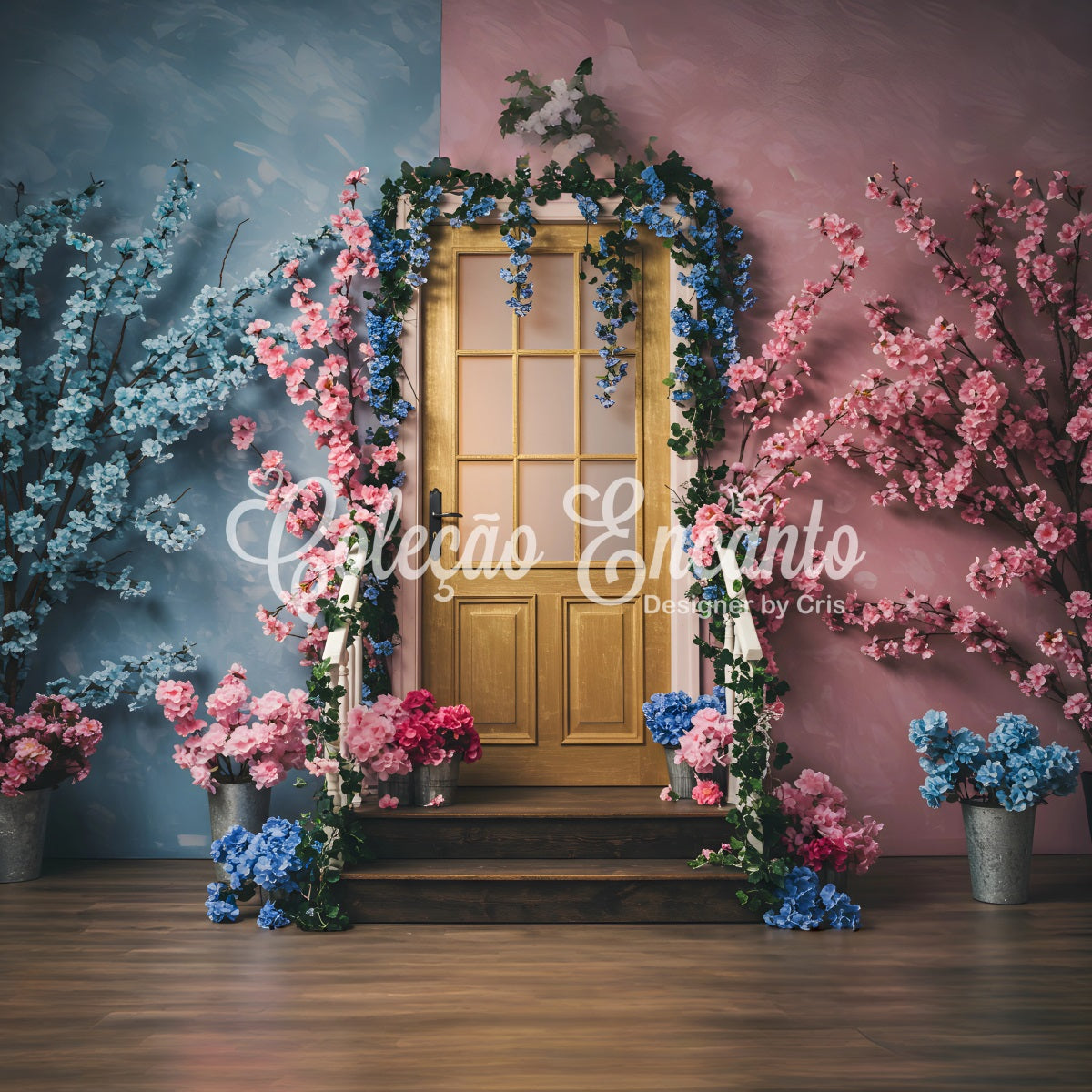 Backdrops For Mothers Day Two Tone Floral Door Mother's Day Photography Backdrops UK By Magali