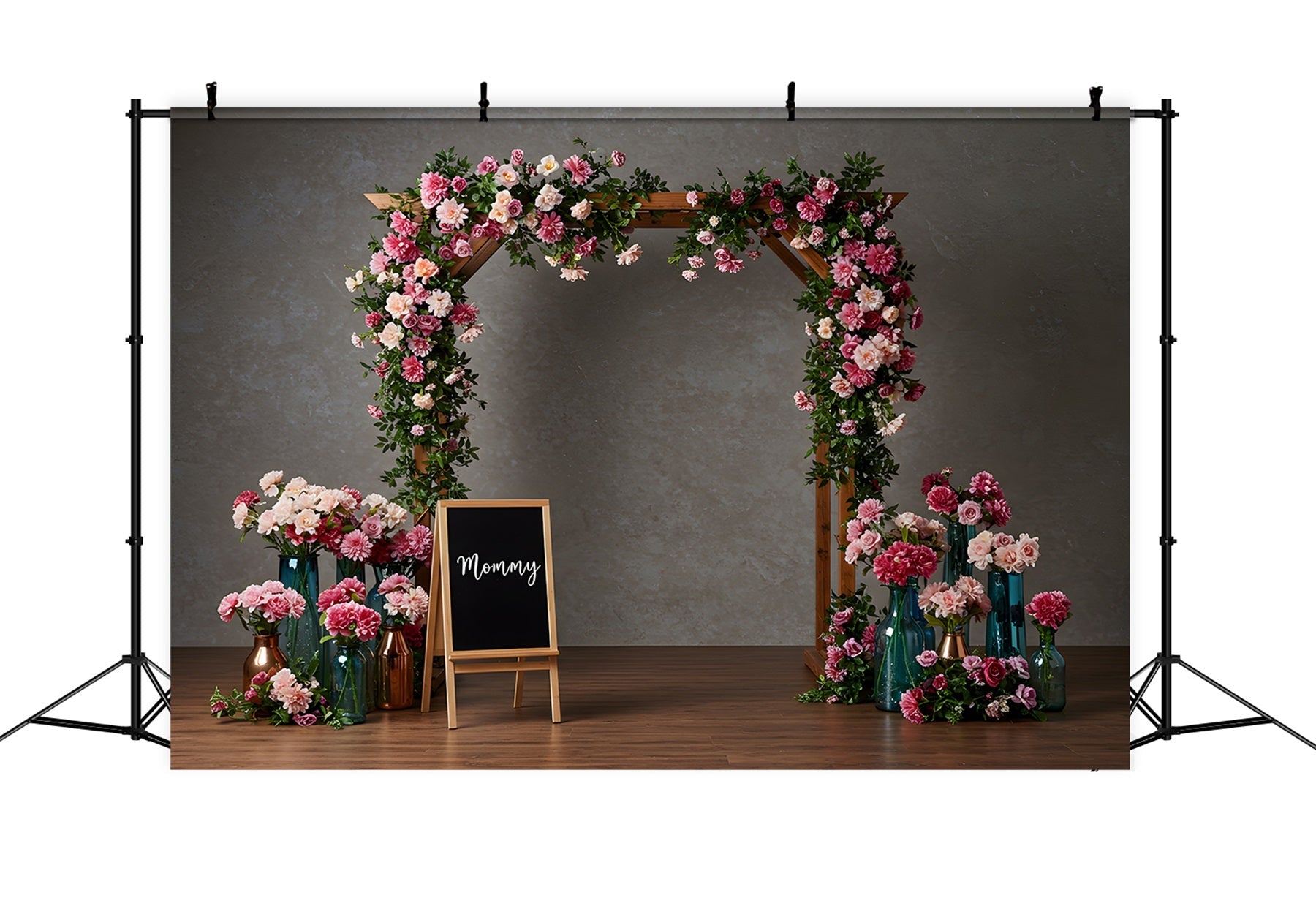 Mother's Day Photo Booth Backdrops Pink Floral Archway Mother's Day Photo Booth Backdrops UK By Magali