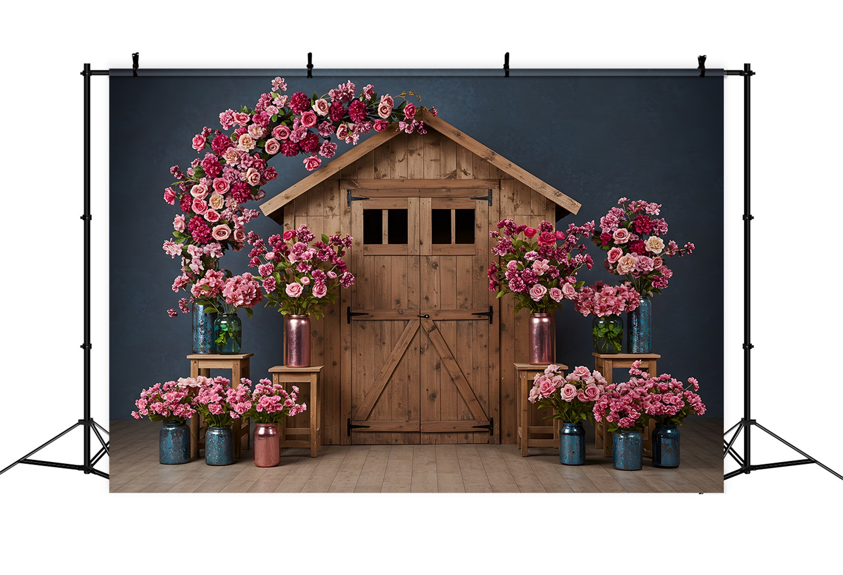 Backdrop Ideas For Mother's Day Pink Floral Barn Door Mother's Day Backdrop Ideas UK By Magali