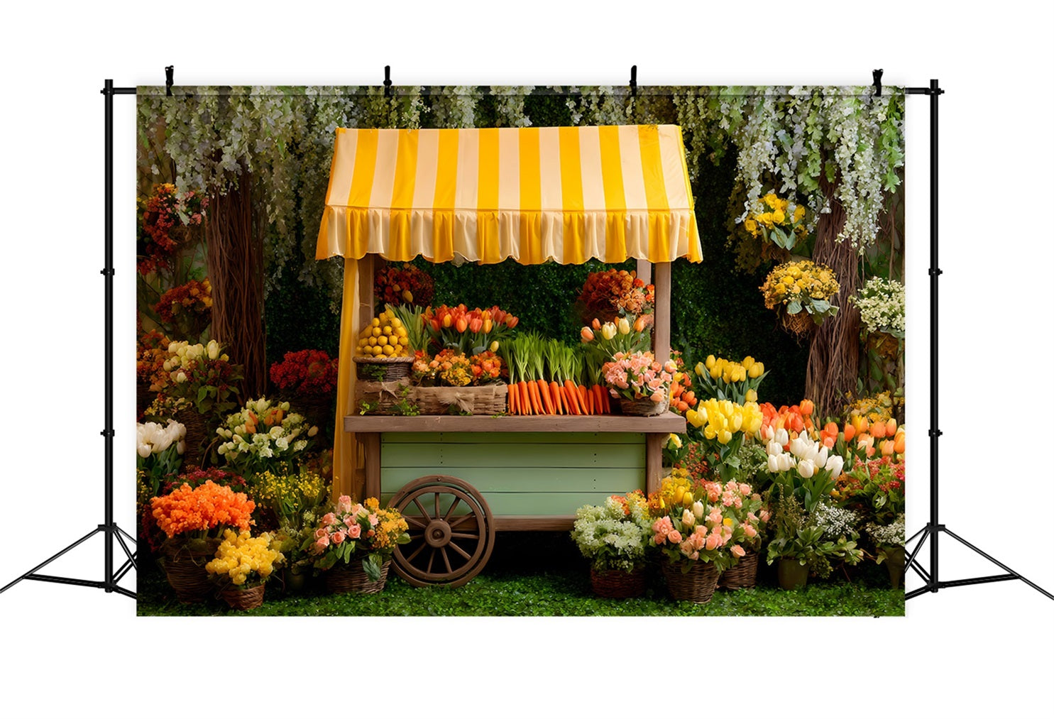 Easter Tulip Backdrop Lush Floral Yellow Canopy Easter Backdrop Ideas UK By Magali