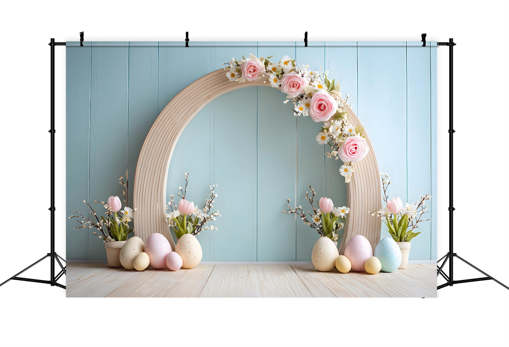 Easter Egg Backdrop Pastel Arch Floral Wall Easter Picture Backdrops UK By Magali