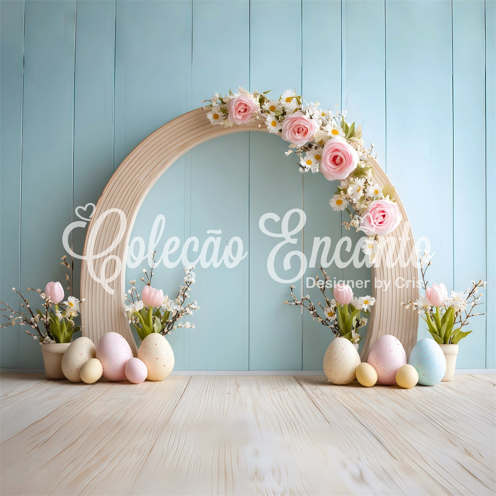 Easter Egg Backdrop Pastel Arch Floral Wall Easter Picture Backdrops UK By Magali