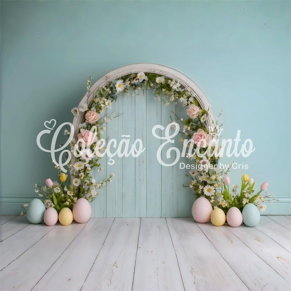 Easter Daisy Backdrop Flower Arch Pastel Eggs Easter Photo Backdrop Ideas UK By Magali