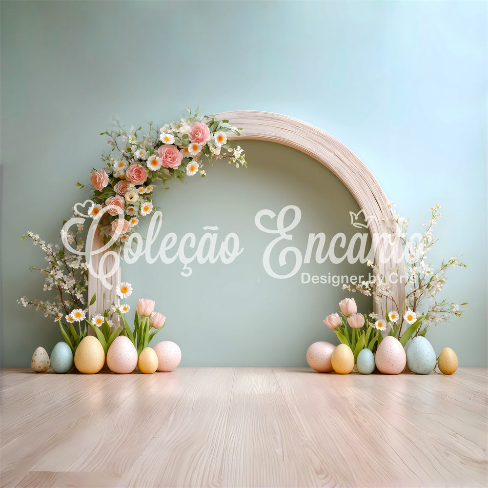 Easter Egg Backdrop Rose Arch Tulip Daisy Easter Backdrop For Pictures UK By Magali