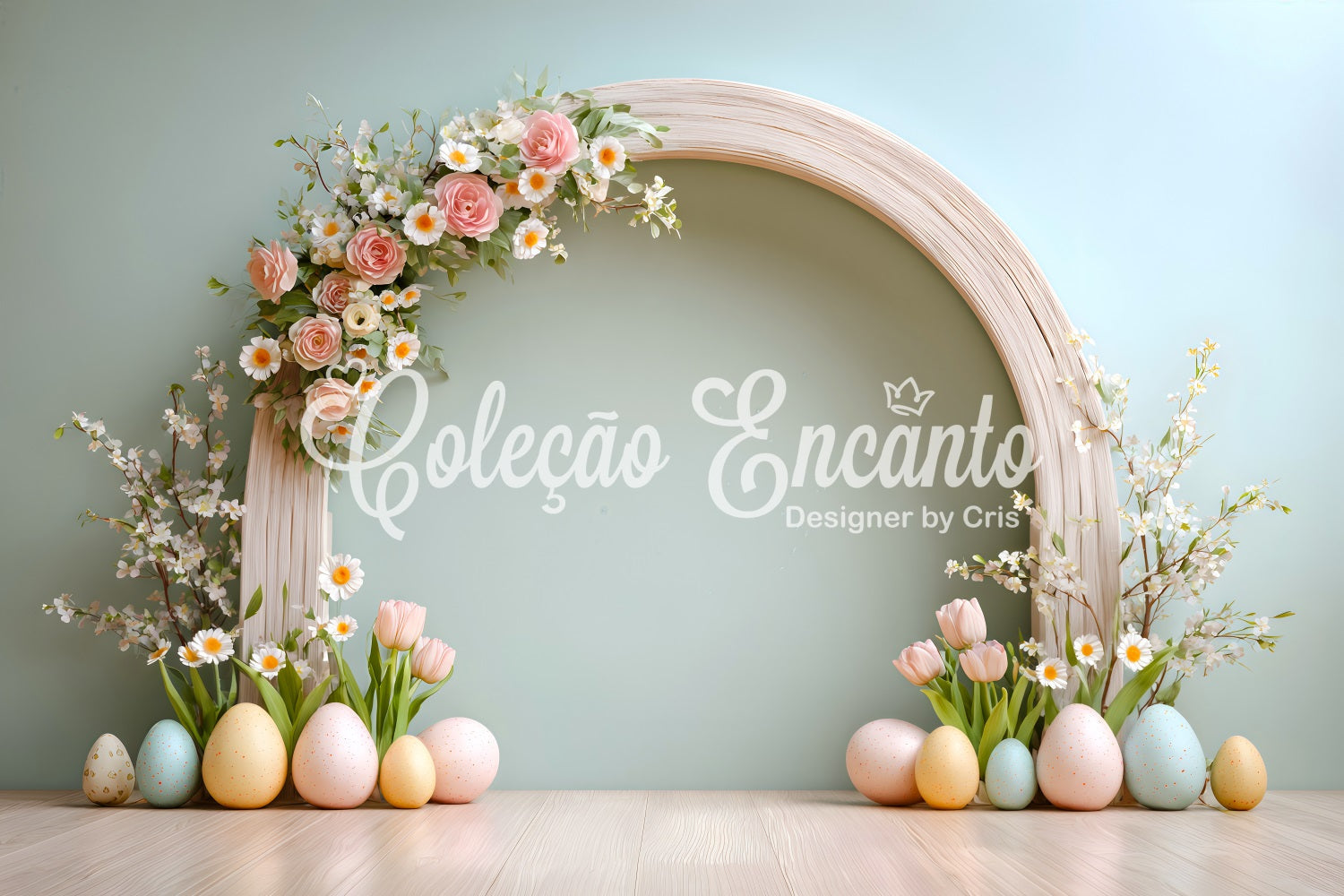 Easter Egg Backdrop Rose Arch Tulip Daisy Easter Backdrop For Pictures UK By Magali