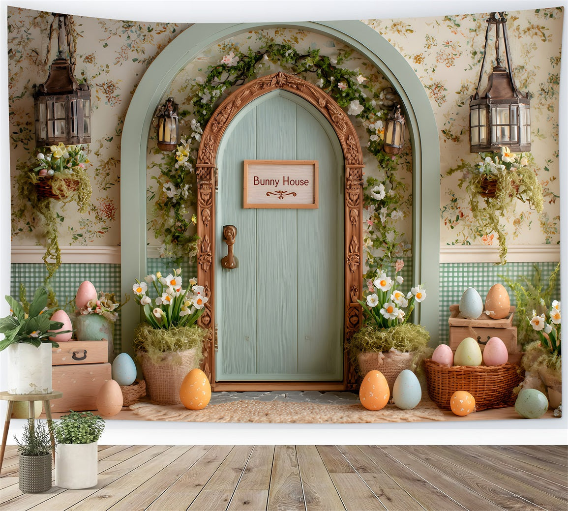 Easter Daisy Backdrop Arch Door Floral Eggs Backdrops For Easter UK By Magali
