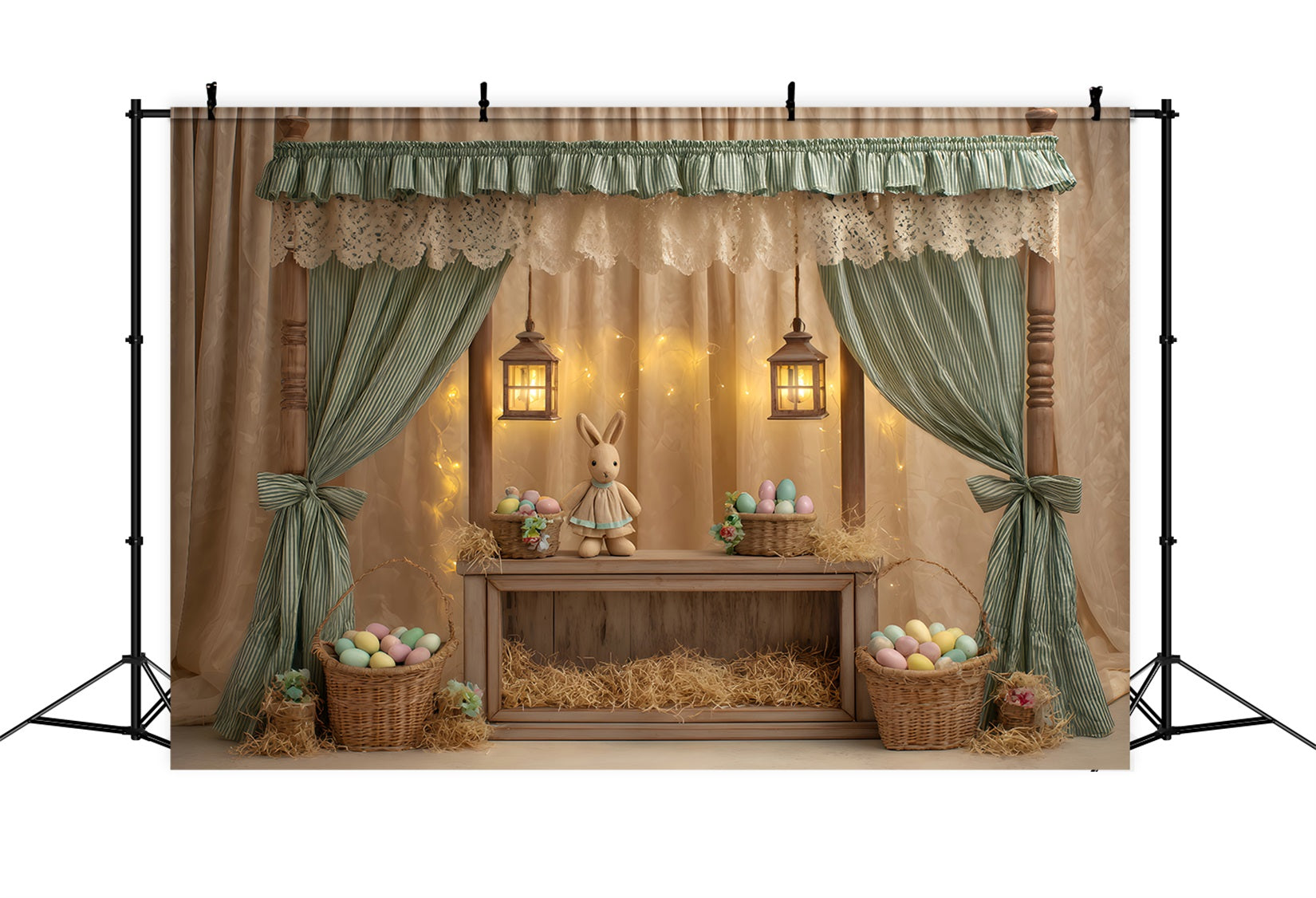 Easter Cute Backdrop Canopy Bunny Egg Baskets Easter Picture Backdrop UK By Magali