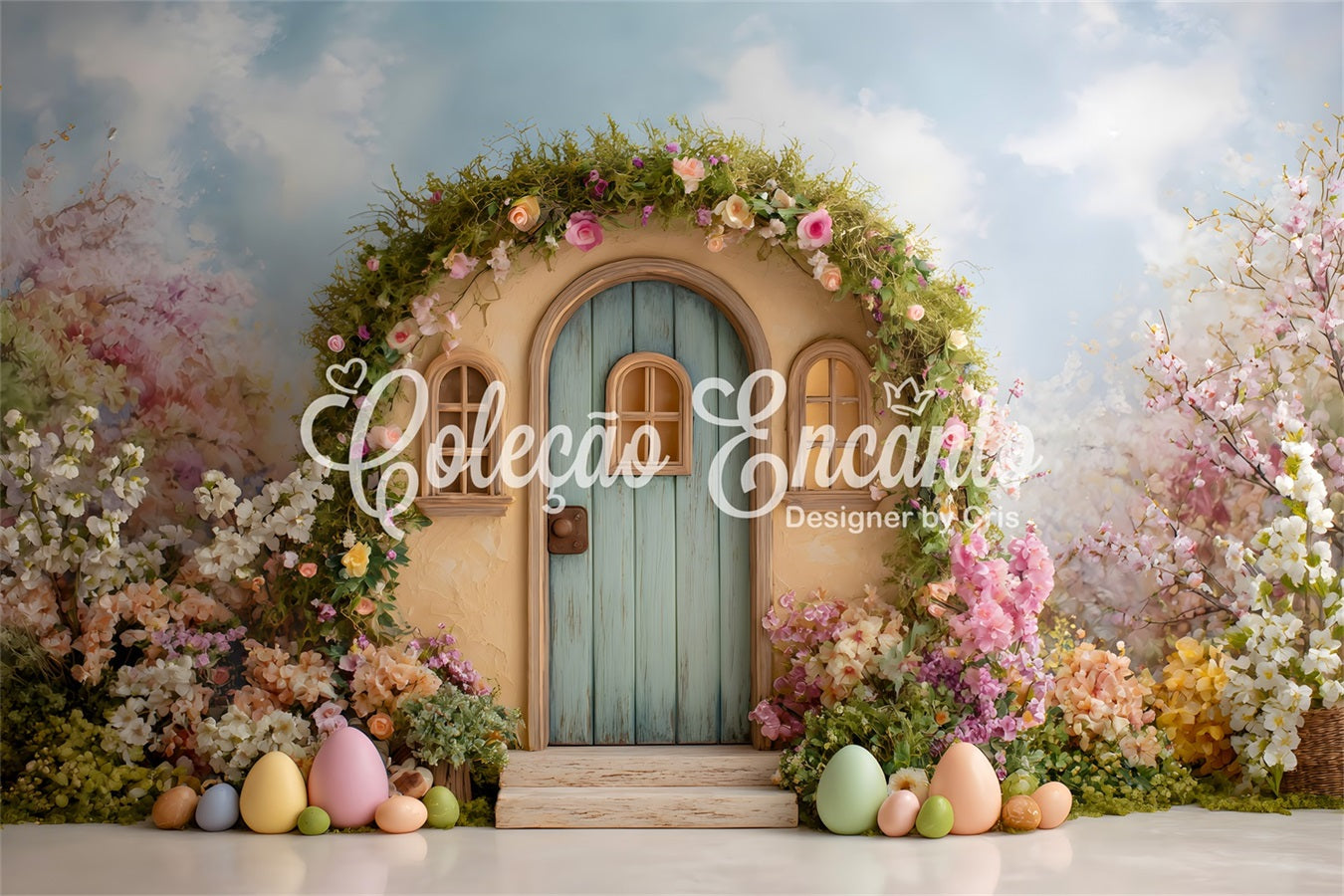 Easter Wreath Doorway Backdrop Floral Arch Tiny Door Outdoor Easter Backdrop UK By Magali