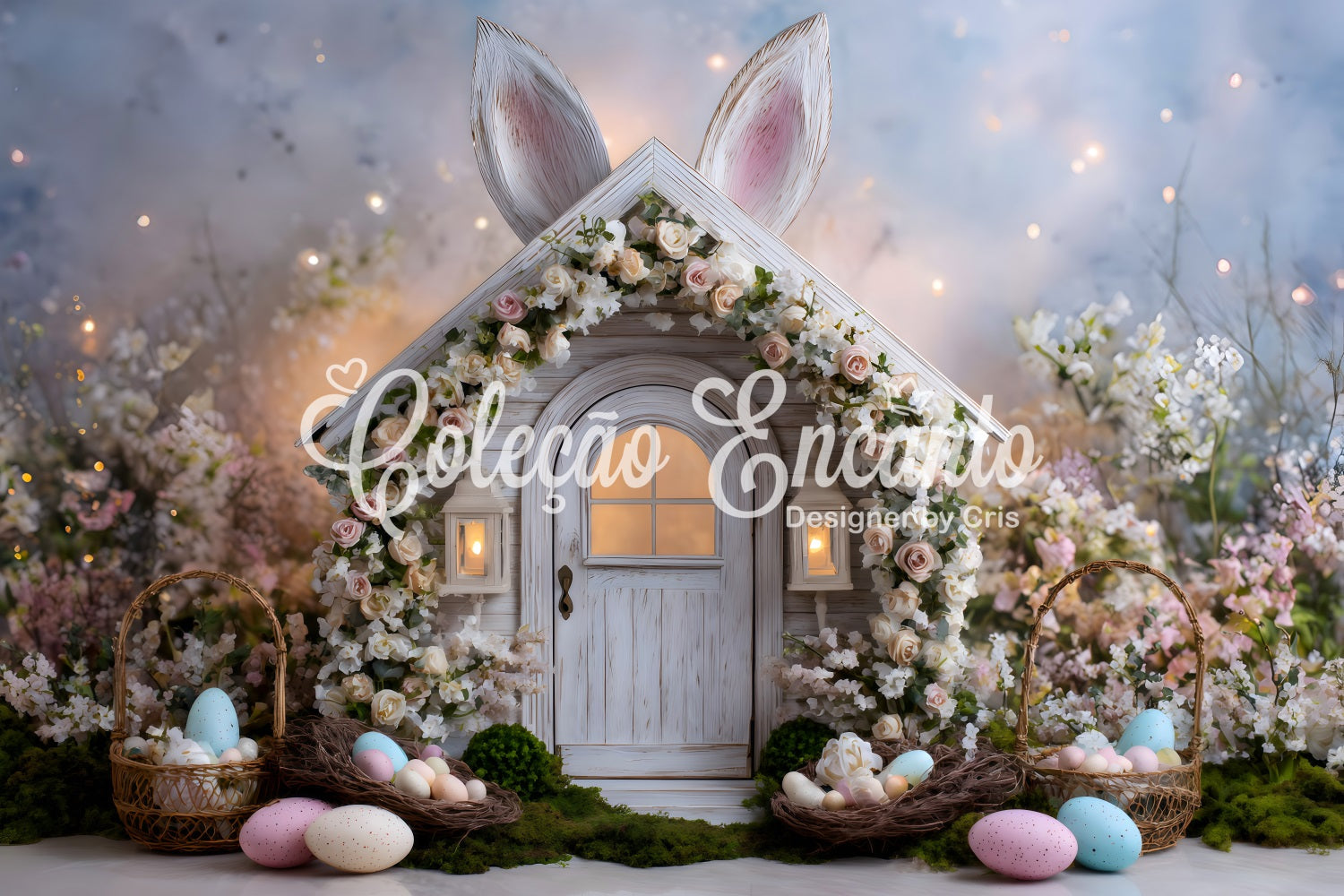 Easter Fairytale Backdrop Floral Bunny Egg Nests Photography Easter Backdrops UK By Magali