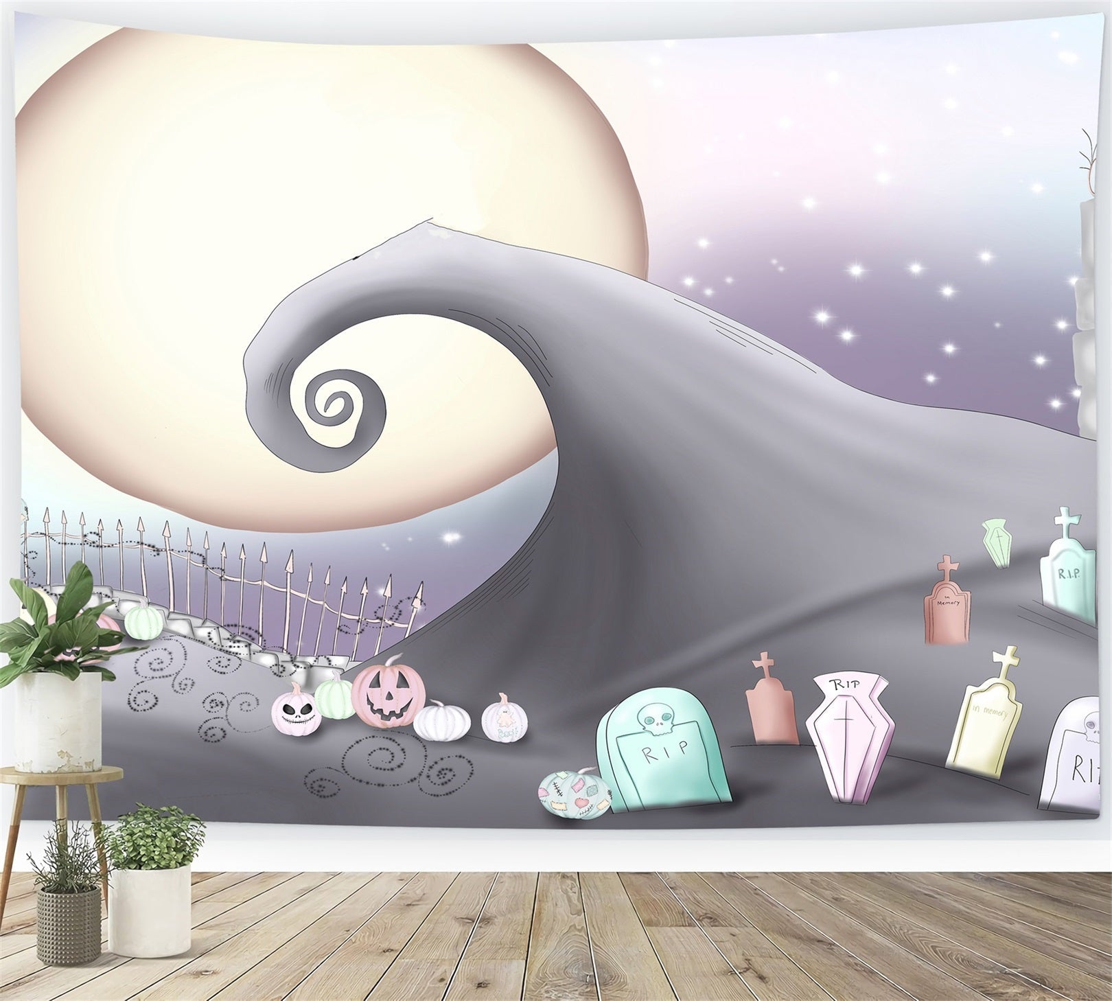 Newborn Backdrops Pastel Graveyard Moonlit Hill Kids Halloween Photo Backdrop UK By Magali