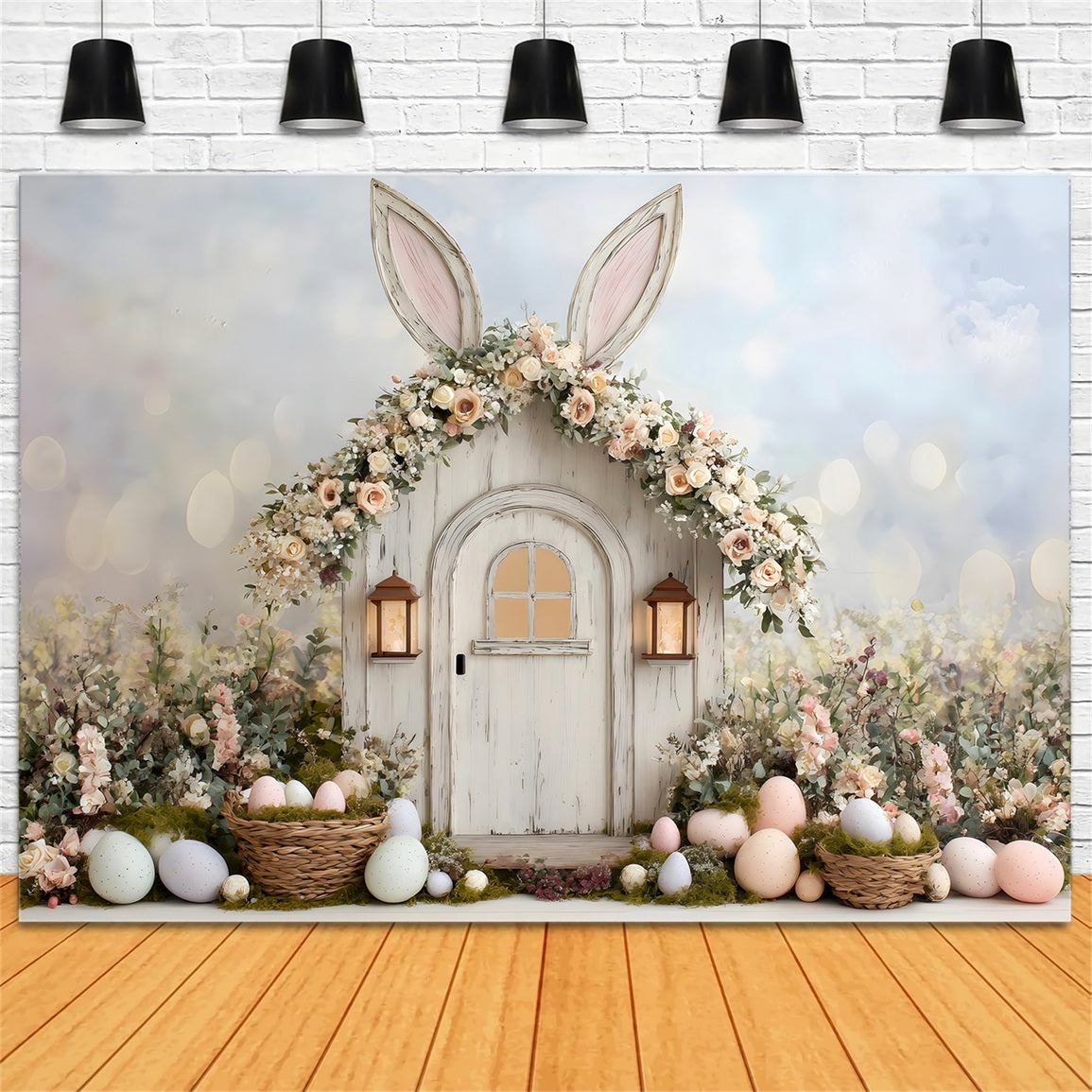Egg Hunt Backdrop Ears Door Baskets Flower Easy Easter Backdrops UK By Magali