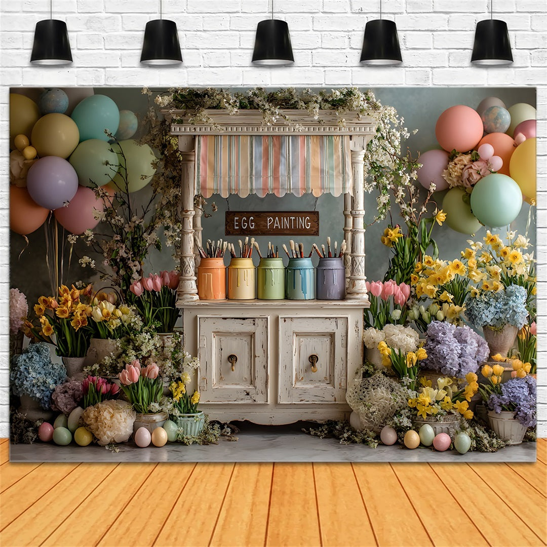 Easter Daffodil Backdrop Pastel Balloon Egg Painting Stand Easter Photo Backdrop Ideas UK By Magali