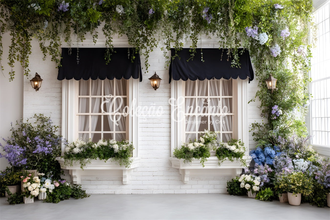 Easter Spring Backdrop Elegant Black Awning Floral Windows Backdrop For Easter UK By Magali