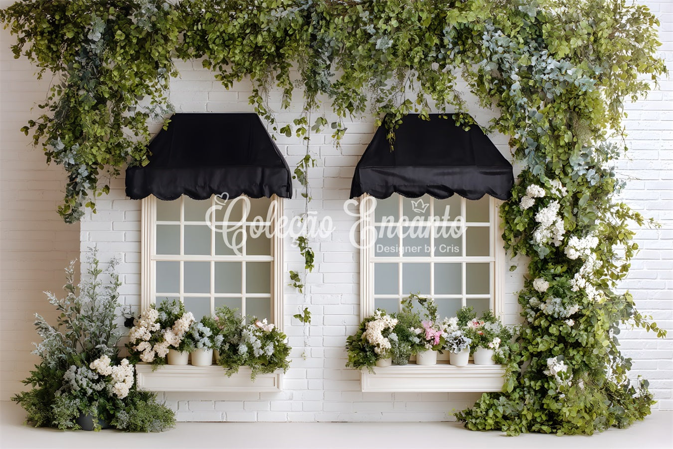 Easter Spring Backdrop Classic White Brick Awning Windows Backdrops For Easter UK By Magali