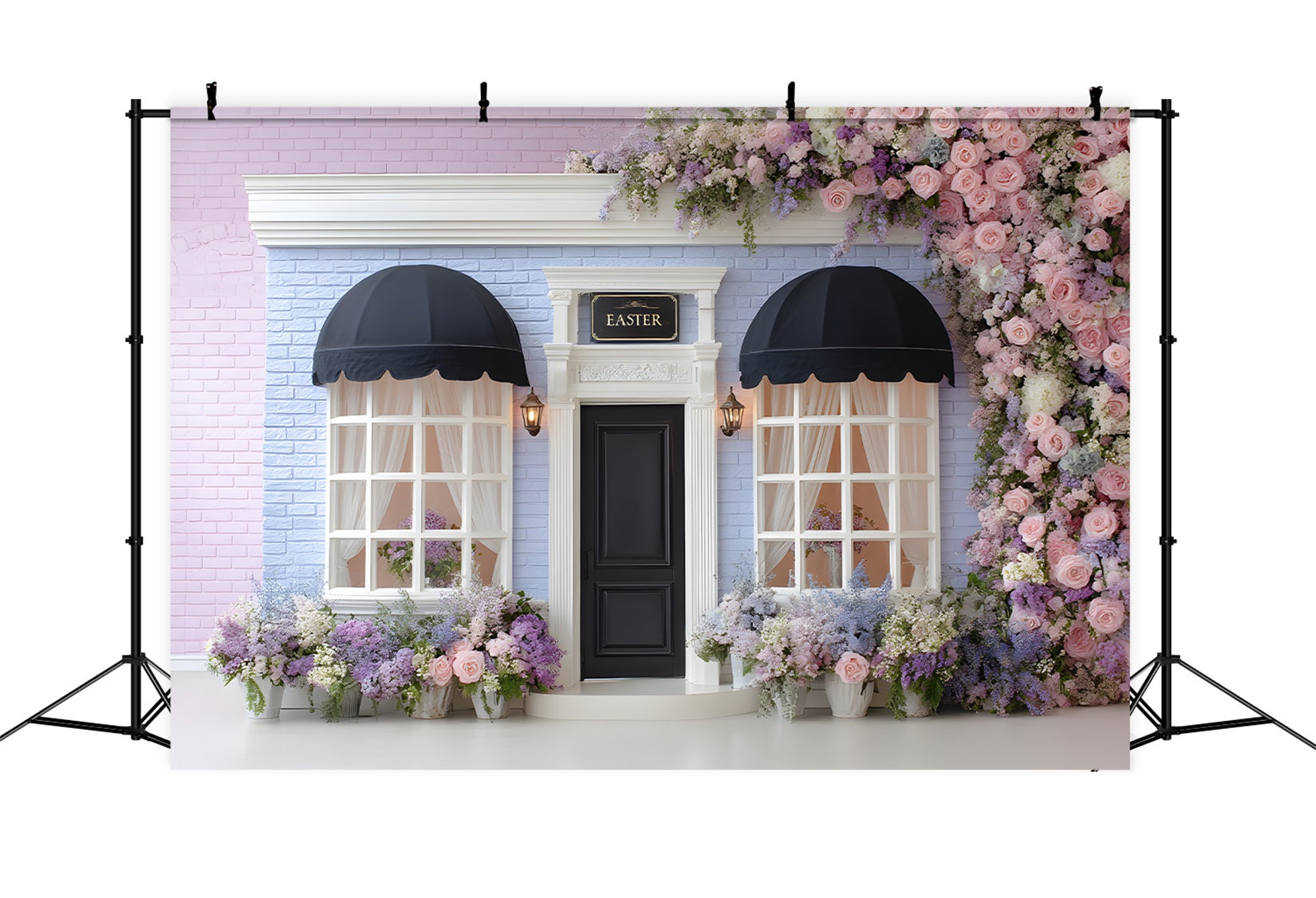 Easter Spring Backdrop Pastel Floral Brick Door Easter Backdrop For Photography UK By Magali