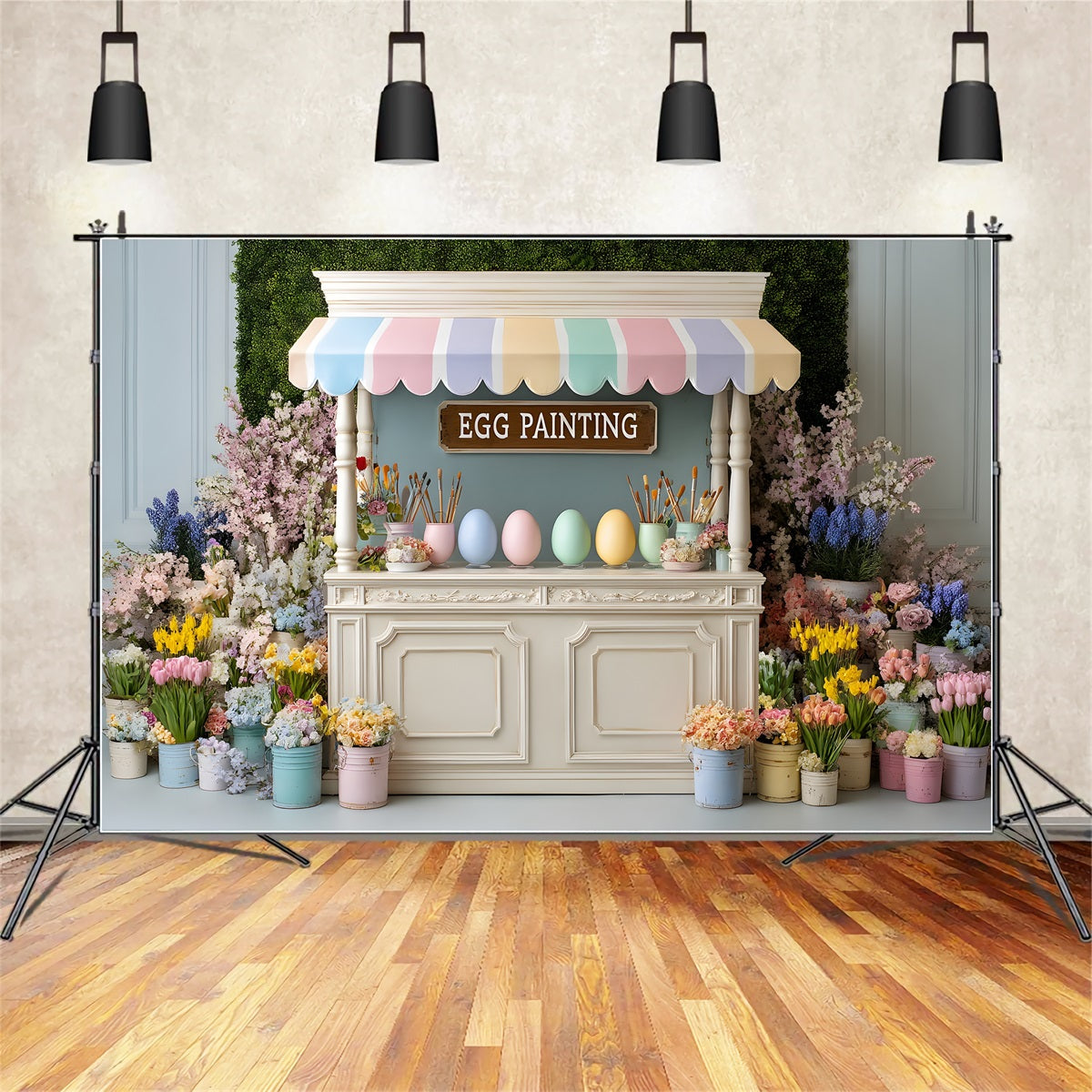 Easter Daffodil Backdrop Egg Painting Floral Stall Backdrop For Easter Pictures UK By Magali