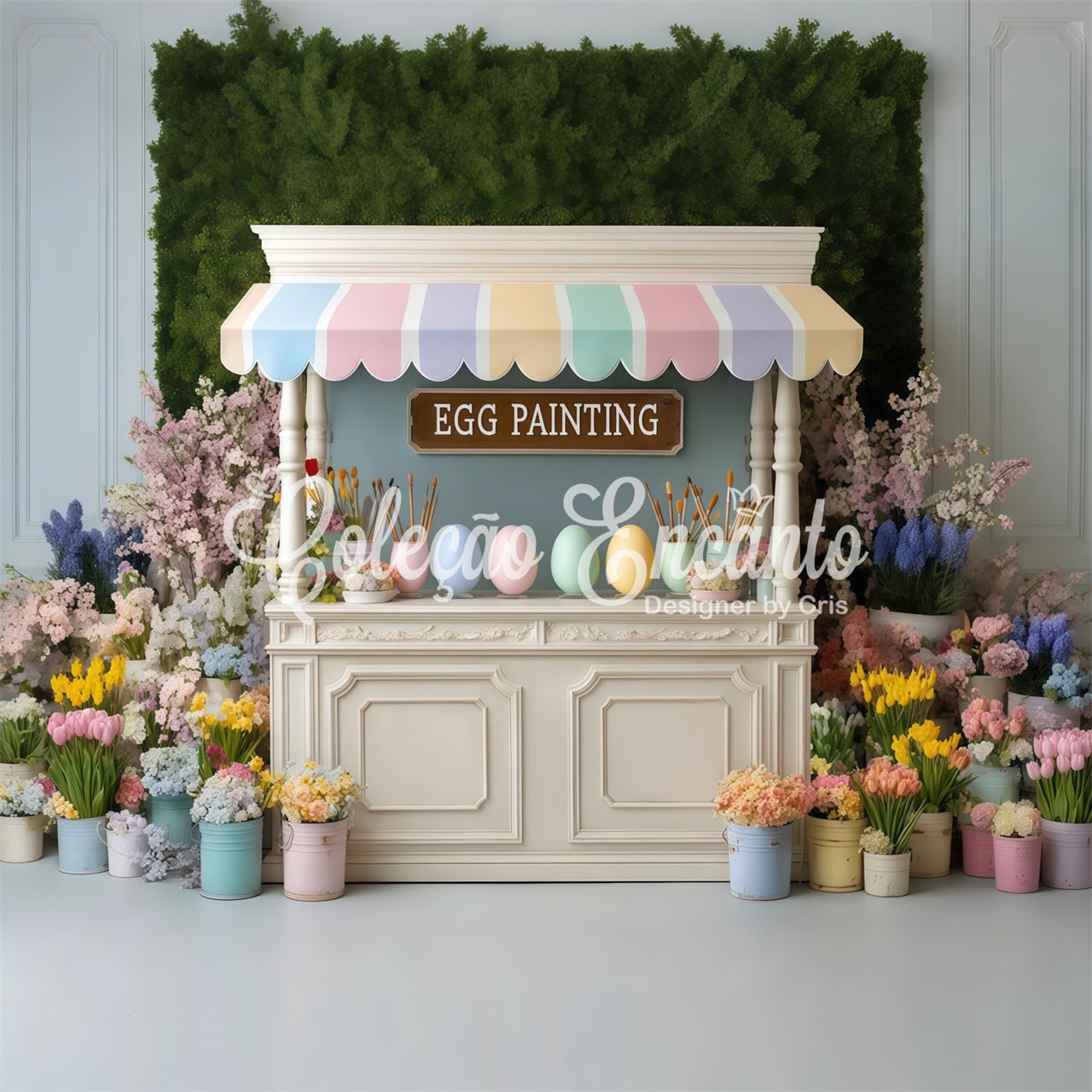 Easter Daffodil Backdrop Egg Painting Floral Stall Backdrop For Easter Pictures UK By Magali