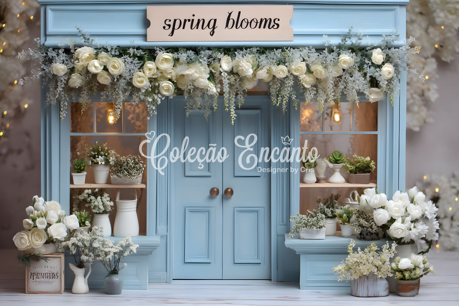 Easter European Garden Backdrop Blue Spring Bloom Shop Photography Easter Backdrops UK By Magali